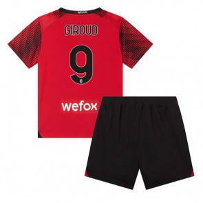 Maillot de foot AC Milan Olivier Giroud #9 Domicile enfant 2023-24 Manches Courte (+ pantalon court)